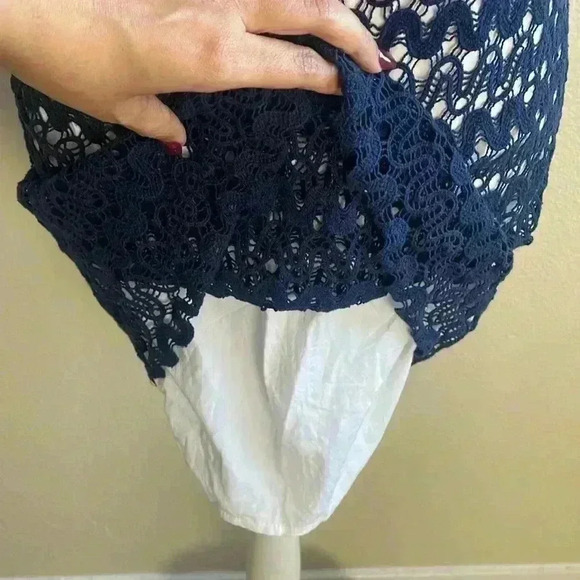 Lilly Pulitzer Lonnie True Navy Ric Rac Lace Sleeveless Shift Dress - 0 - Picture 3 of 6